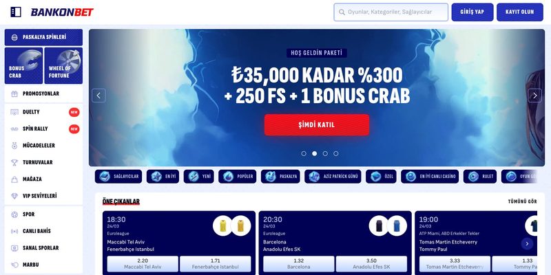 Bankonbet ana sayfası